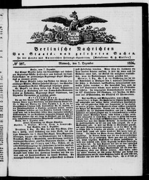 Berlinische Nachrichten von Staats- und gelehrten Sachen on Dec 7, 1836