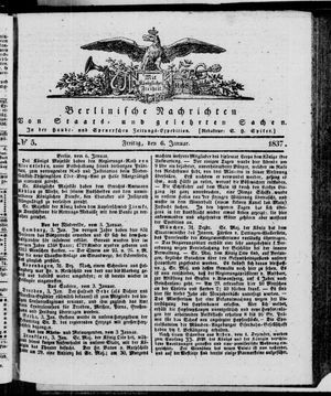Berlinische Nachrichten von Staats- und gelehrten Sachen vom 06.01.1837