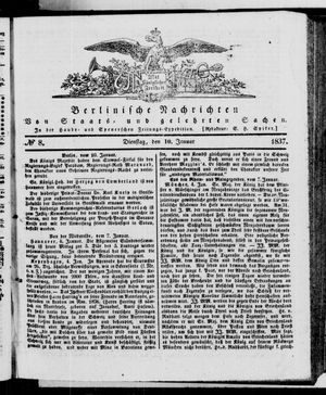 Berlinische Nachrichten von Staats- und gelehrten Sachen vom 10.01.1837