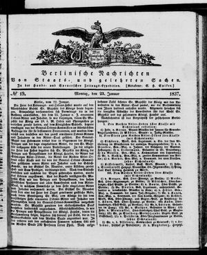 Berlinische Nachrichten von Staats- und gelehrten Sachen vom 23.01.1837