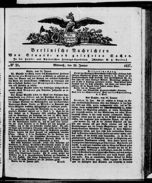 Berlinische Nachrichten von Staats- und gelehrten Sachen vom 25.01.1837