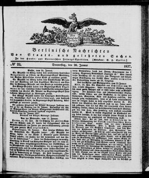 Berlinische Nachrichten von Staats- und gelehrten Sachen vom 26.01.1837