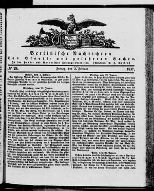 Berlinische Nachrichten von Staats- und gelehrten Sachen vom 03.02.1837