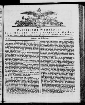 Berlinische Nachrichten von Staats- und gelehrten Sachen vom 06.02.1837