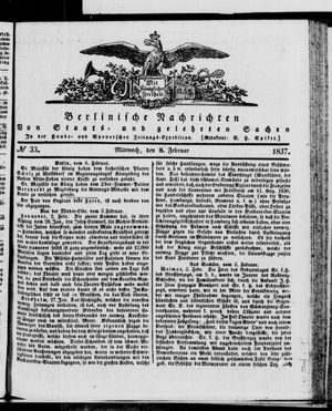 Berlinische Nachrichten von Staats- und gelehrten Sachen vom 08.02.1837