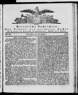 Berlinische Nachrichten von Staats- und gelehrten Sachen on Feb 16, 1837