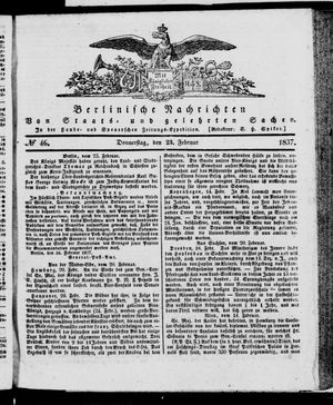 Berlinische Nachrichten von Staats- und gelehrten Sachen vom 23.02.1837