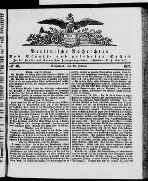 Berlinische Nachrichten von Staats- und gelehrten Sachen on Feb 25, 1837