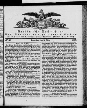 Berlinische Nachrichten von Staats- und gelehrten Sachen on Mar 2, 1837