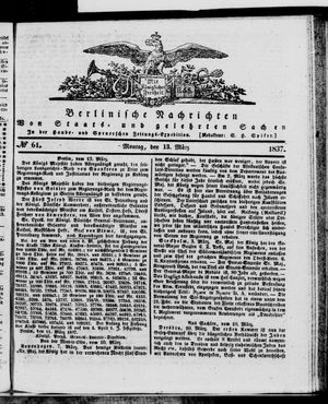 Berlinische Nachrichten von Staats- und gelehrten Sachen vom 13.03.1837