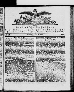 Berlinische Nachrichten von Staats- und gelehrten Sachen vom 16.03.1837