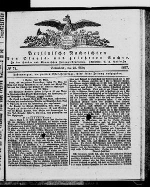 Berlinische Nachrichten von Staats- und gelehrten Sachen vom 25.03.1837