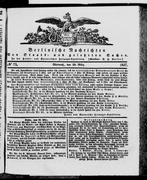 Berlinische Nachrichten von Staats- und gelehrten Sachen on Mar 29, 1837