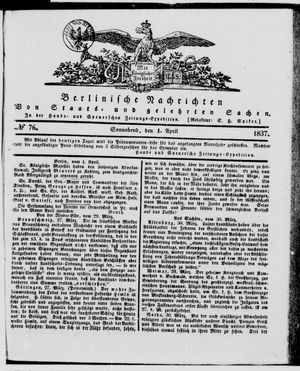 Berlinische Nachrichten von Staats- und gelehrten Sachen on Apr 1, 1837