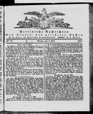 Berlinische Nachrichten von Staats- und gelehrten Sachen vom 03.04.1837