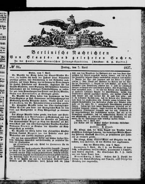 Berlinische Nachrichten von Staats- und gelehrten Sachen vom 07.04.1837
