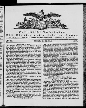 Berlinische Nachrichten von Staats- und gelehrten Sachen on Apr 12, 1837