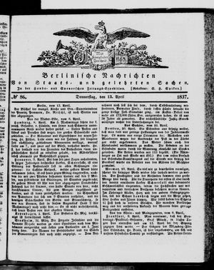 Berlinische Nachrichten von Staats- und gelehrten Sachen vom 13.04.1837
