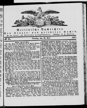 Berlinische Nachrichten von Staats- und gelehrten Sachen on Apr 25, 1837