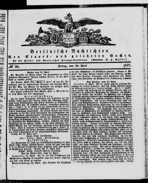 Berlinische Nachrichten von Staats- und gelehrten Sachen vom 28.04.1837