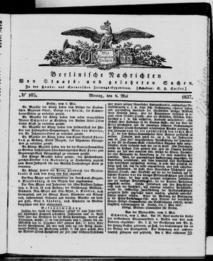 Berlinische Nachrichten von Staats- und gelehrten Sachen vom 08.05.1837