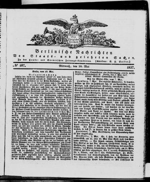 Berlinische Nachrichten von Staats- und gelehrten Sachen on May 10, 1837