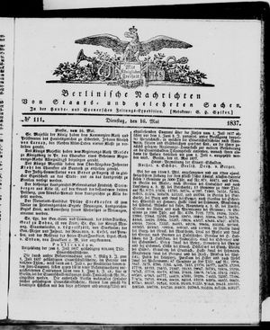 Berlinische Nachrichten von Staats- und gelehrten Sachen vom 16.05.1837