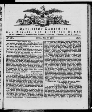 Berlinische Nachrichten von Staats- und gelehrten Sachen vom 16.06.1837