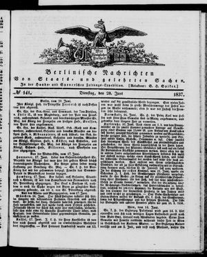 Berlinische Nachrichten von Staats- und gelehrten Sachen vom 20.06.1837