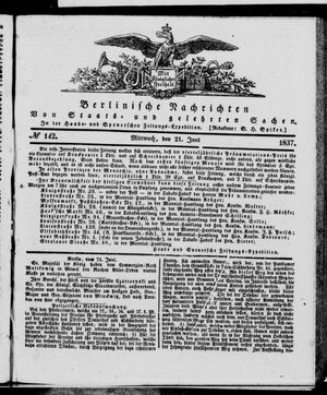 Berlinische Nachrichten von Staats- und gelehrten Sachen on Jun 21, 1837