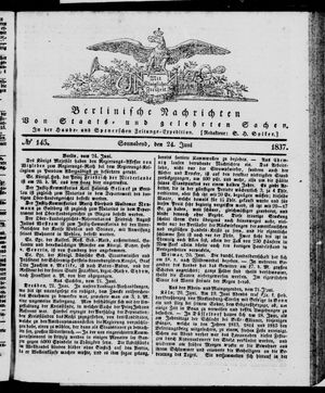 Berlinische Nachrichten von Staats- und gelehrten Sachen vom 24.06.1837