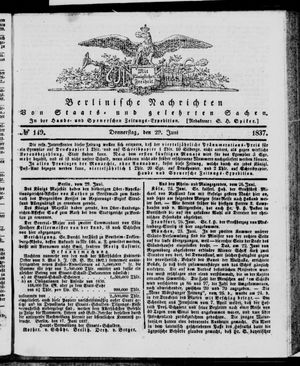 Berlinische Nachrichten von Staats- und gelehrten Sachen vom 29.06.1837