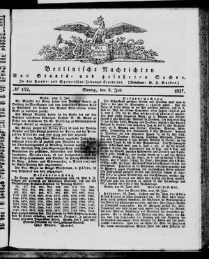 Berlinische Nachrichten von Staats- und gelehrten Sachen vom 03.07.1837