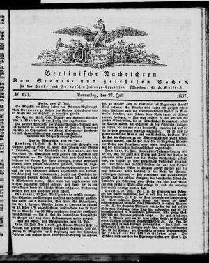 Berlinische Nachrichten von Staats- und gelehrten Sachen vom 27.07.1837