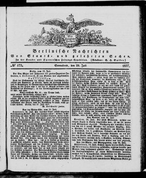 Berlinische Nachrichten von Staats- und gelehrten Sachen vom 29.07.1837