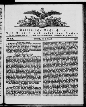 Berlinische Nachrichten von Staats- und gelehrten Sachen on Aug 2, 1837