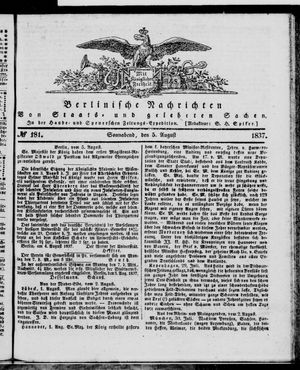 Berlinische Nachrichten von Staats- und gelehrten Sachen vom 05.08.1837