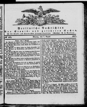 Berlinische Nachrichten von Staats- und gelehrten Sachen vom 07.08.1837