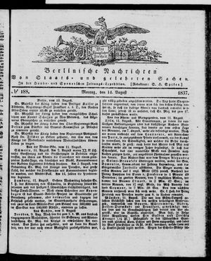 Berlinische Nachrichten von Staats- und gelehrten Sachen vom 14.08.1837