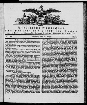 Berlinische Nachrichten von Staats- und gelehrten Sachen vom 16.08.1837