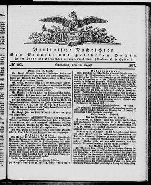 Berlinische Nachrichten von Staats- und gelehrten Sachen vom 19.08.1837