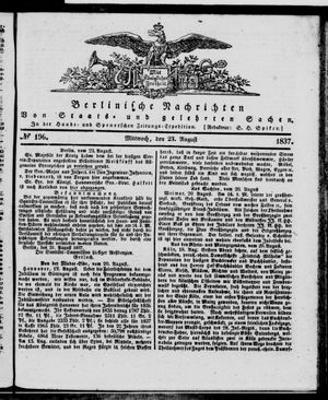 Berlinische Nachrichten von Staats- und gelehrten Sachen vom 23.08.1837
