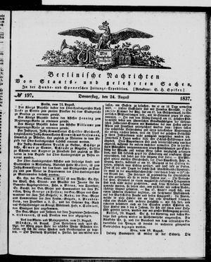 Berlinische Nachrichten von Staats- und gelehrten Sachen vom 24.08.1837