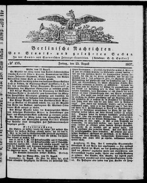 Berlinische Nachrichten von Staats- und gelehrten Sachen on Aug 25, 1837