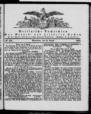 Berlinische Nachrichten von Staats- und gelehrten Sachen vom 26.08.1837