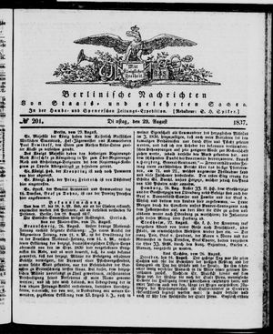 Berlinische Nachrichten von Staats- und gelehrten Sachen vom 29.08.1837