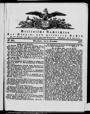 Berlinische Nachrichten von Staats- und gelehrten Sachen vom 02.09.1837