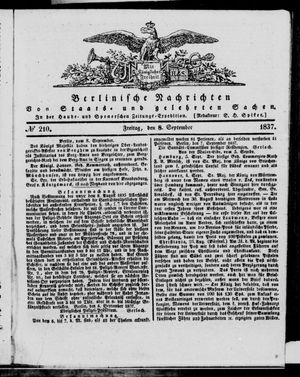 Berlinische Nachrichten von Staats- und gelehrten Sachen vom 08.09.1837