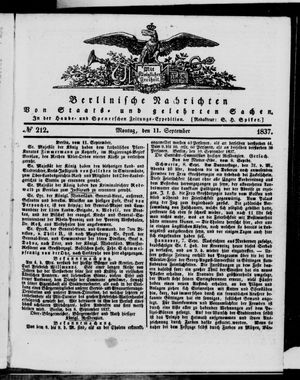Berlinische Nachrichten von Staats- und gelehrten Sachen vom 11.09.1837