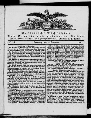 Berlinische Nachrichten von Staats- und gelehrten Sachen vom 14.09.1837